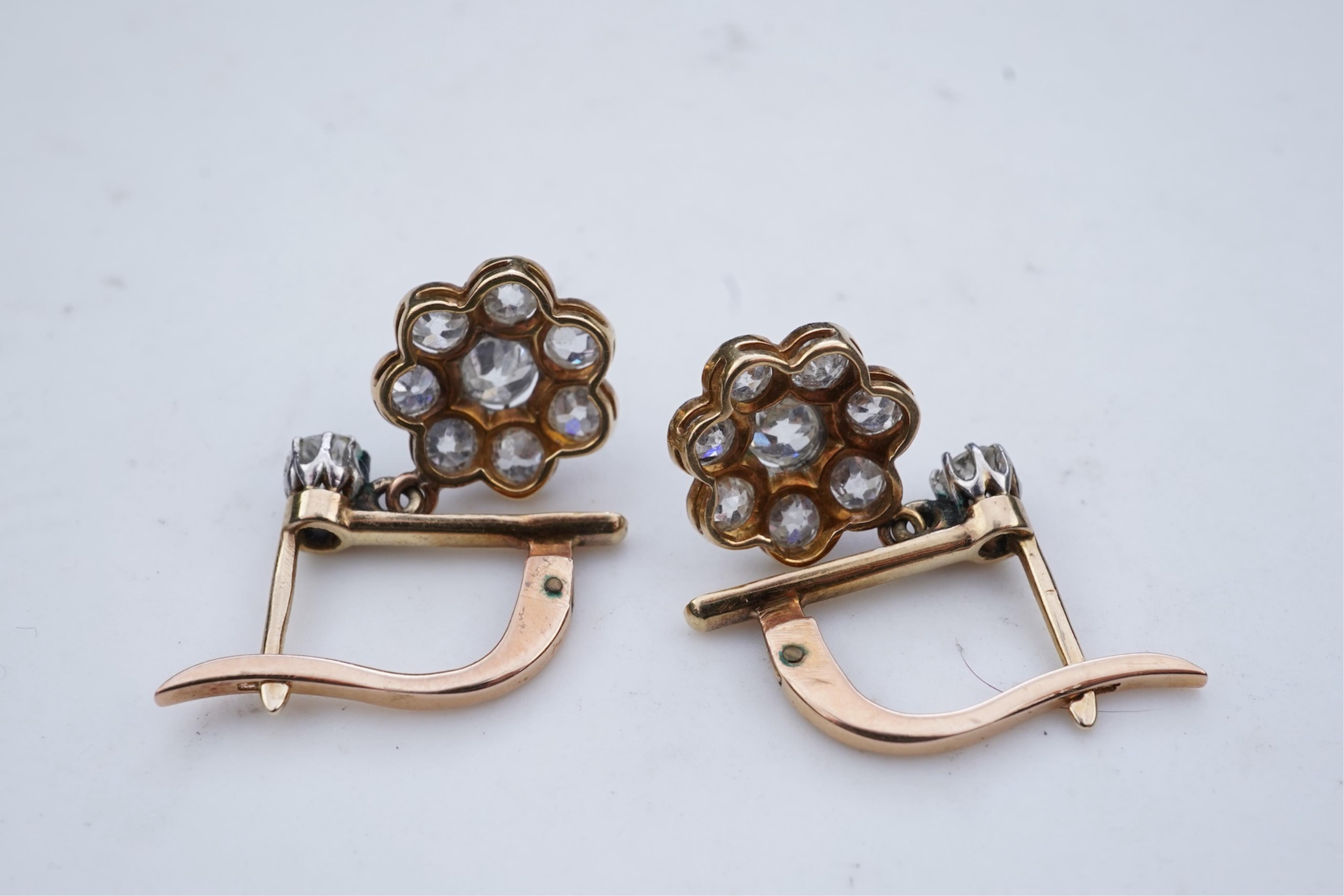 A pair of Edwardian diamond earrings, early 20th century